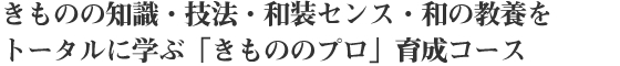 きものの知識・技法・和装センス・和の教養をトータルに学ぶ「きもののプロ」育成コース。