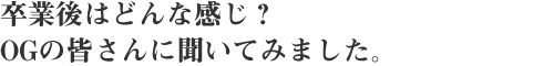 卒業後はどんな感じ?OGの皆さんに聞いてみました。